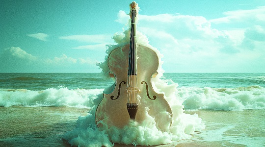 Bild. Cello vid havet