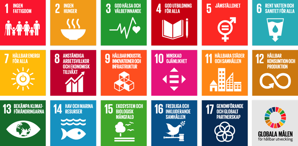 Illustration: en sammanställning av FN:s 17 globala mål.